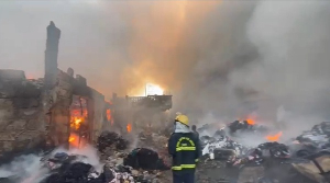 A scene from damaged stores from Kantamanto Tazani Lane fire outbreak