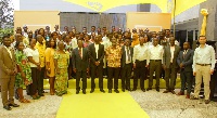 MTN officials in a picture with beneficiaries of the MTN Bright Scholarship Award