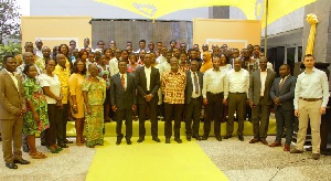 MTN officials in a picture with beneficiaries of the MTN Bright Scholarship Award