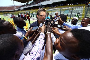 Former Ghana Coach Ralf Zumdick with the press