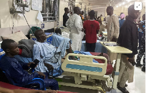 People injured in an explosion during evening prayers at a mosque receive treatment at Borno State S People injured in an explosion during evening prayers at a mosque receive treatment at Borno State S