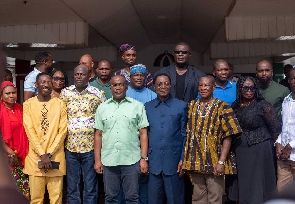 Dr Kwabena Duffuor with the NDC Greater Accra executives