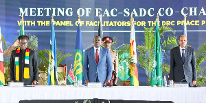 From left: Emmerson Mnangagwa, William Ruto Mahmoud Ali Youssouf during a meeting