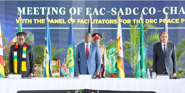 From left: Emmerson Mnangagwa, William Ruto Mahmoud Ali Youssouf during a meeting