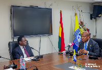Okudzeto Ablakwa and Apostle Eric Nyamekye pictured during a meeting
