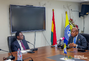 Okudzeto Ablakwa and Apostle Eric Nyamekye pictured during a meeting