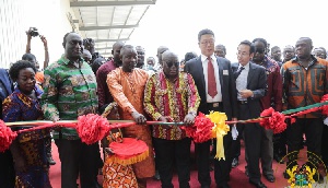 President Akufo-Addo cutting the sod for the commencement of the project