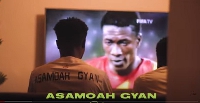 Image of Asamoah Gyan on the screen