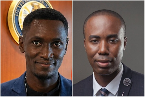 L-R: EOCO lead investigator Frank Marshal Cromwell and accused Kwadwo Adu-Boahene
