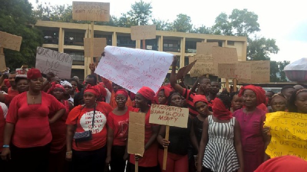 The women staged the demonstration Thursday morning