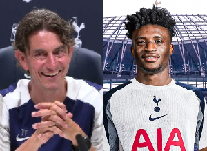 Thomah Frank (L) has lauded Kudus' (R) performance against Arsenal