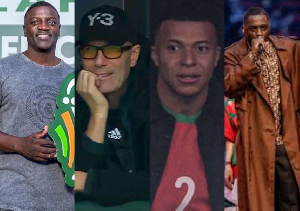 L-R: Akon, Zidane, Mbappe and Idris Elba were spotted at the 2025 AFCON