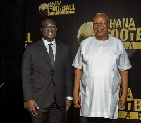 Sammi Awuku with Prof. Alabi at Ghana Football Awards 2024.