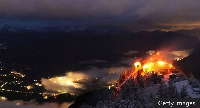 The Eagle's Nest was still on fire early on Saturday