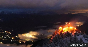 The Eagle's Nest was still on fire early on Saturday