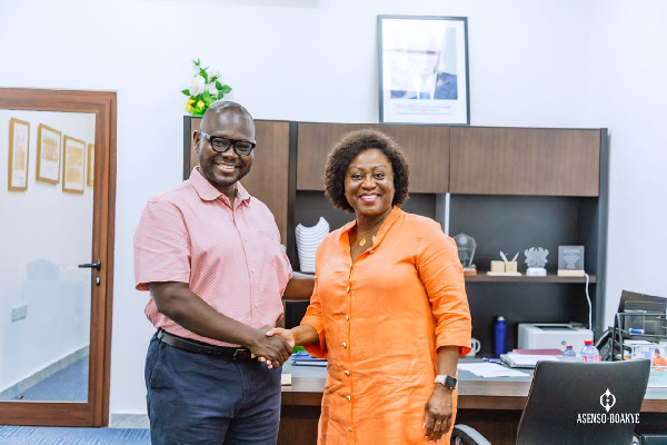 Francis Asenso-Boakye with Marth Pobee during their meeting at Bantama