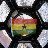 The Ghana Flag in a crew space craft in space