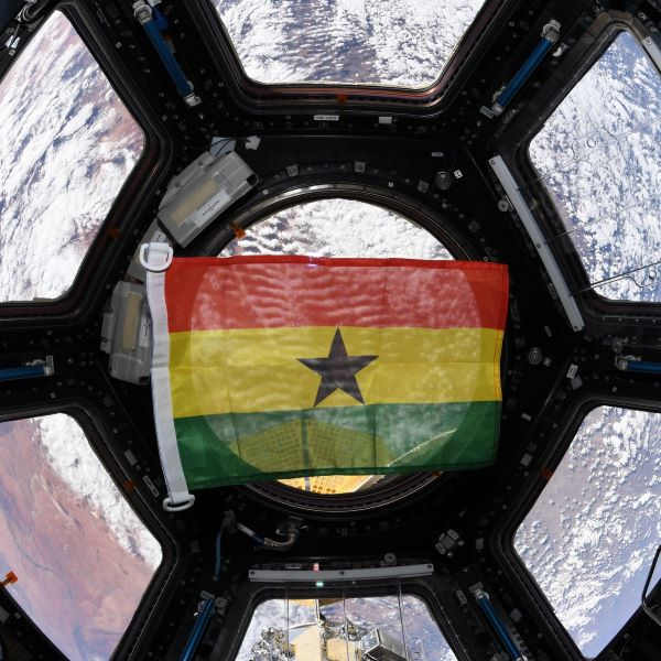 The Ghana Flag in a crew space craft in space