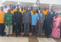 Rev Asieni (middle), Rev Prof Ansre (2nd left) , Dr Kludjeson (4th left) and Foster Agotse (extreme)