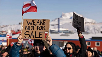 Protesters demonstrated against the prospect of annexation outside the US consulate in Nuuk in March