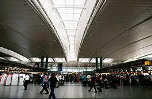 The inside of terminal four at John F Kennedy Airport