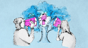 A birdwatcher observes birds in nature, an activity linked to healthy brain ageing