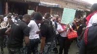 A section of the members of the Police band who joined the demonstrators