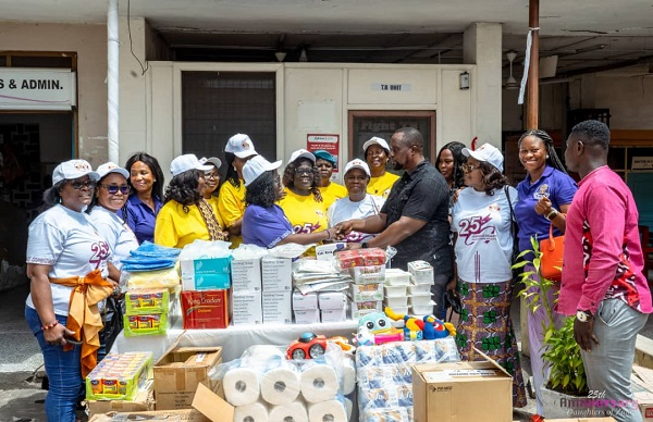 The team during the donation