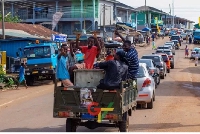 Commuters plying a road in Effutu