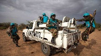 Unamid troops from Tanzania deployed in Khor Abeche, South Darfur, conducting a routine patrol
