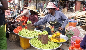 Traders selling in an open market