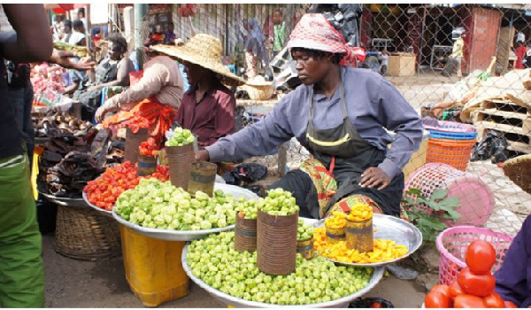 Traders selling in an open market