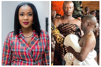 Obirikomfo Anokye Boakye II (R) has banned Mavis from organising events