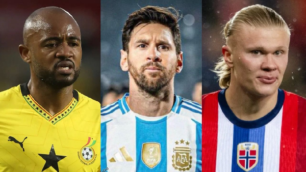 L-R Jordan, Messi and Haaland