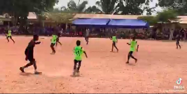 The young boy displaying his skills