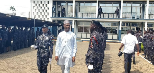 Interior minister inspecting the guard of honour in the Ashanti Region