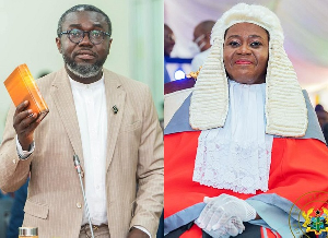 Barker-Vormawor (L) has questioned the standard used in removing Torkornoo (R) as former CJ