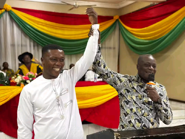 Ebenezer Cobbinah, in white is the MCE for Tarkwa Nsuaem