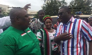 Koku Anyidoho (L) was welcomed to the NPP Conference by National Youth Organiser Sammy Awuku