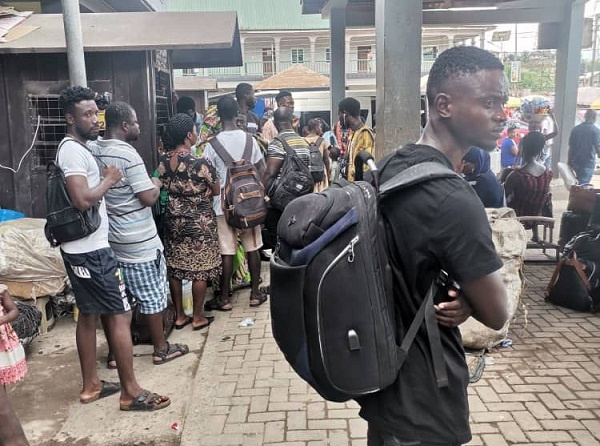 Stranded passengers at Tarkwa-Takoradi station