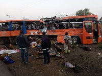 Both buses collided head-on and ran into a ditch