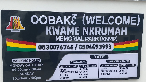 The new welcome signage boldly inscribed at the Kwame Nkrumah Memorial Park