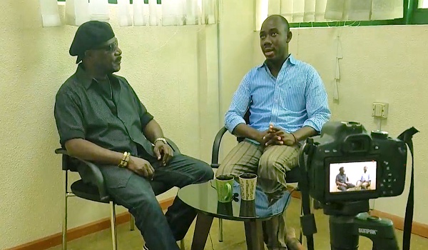 Oral Ofori (right) interviews legendary Ghanaian musician on TheAfricaDream