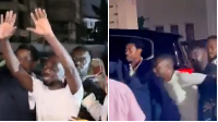 Miracles Aboagye thanks fans while assisted to a car