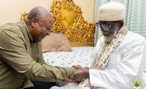 President John Dramani Mahama (L) with the National Chief Imam Sheikh Osmanu Nuhu Sharubutu