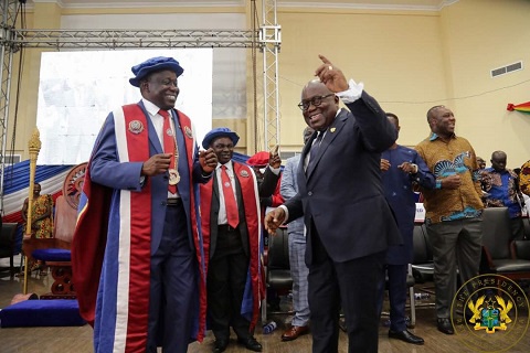 President Akufo-Addo with Rev. Prof. Fr. Anthony Afful-Broni, new Vice Chancellor of UEW