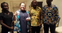 Ambassador Cooper-Zubida in a pose with some journalists