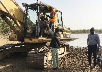 Minister for Environment, Prof. Frimpong-Boateng commissioning the dams