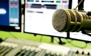 Microphone in a studio.   File photo.