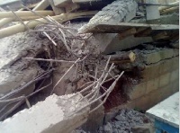 Part of the collapsed building which injured 15 children